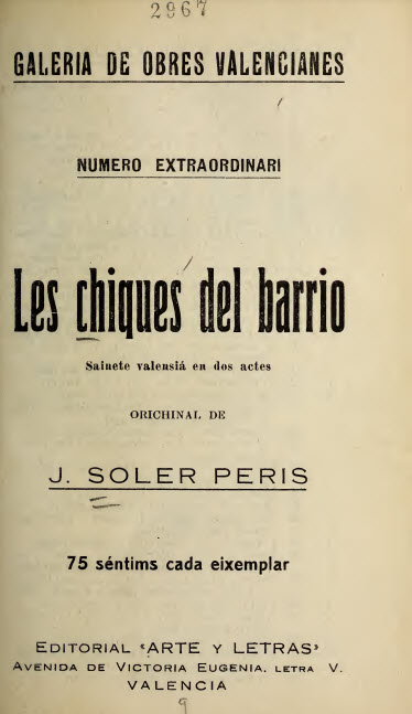 Les chiques del barrio : sainete en dos actes y en prosa