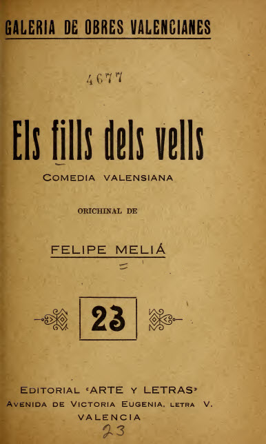 Els fills dels vells : comedia en un acte y en prosa