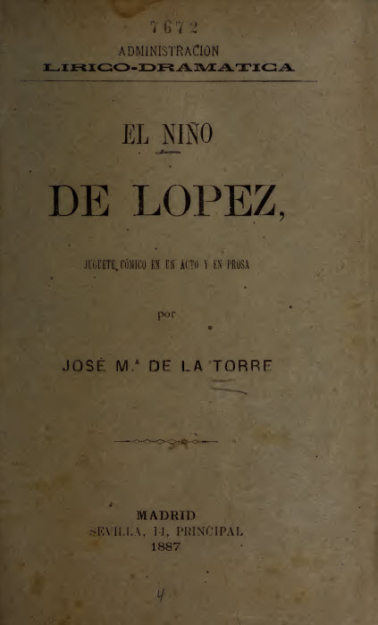 El niño de López : juguete cómico en un acto y en prosa