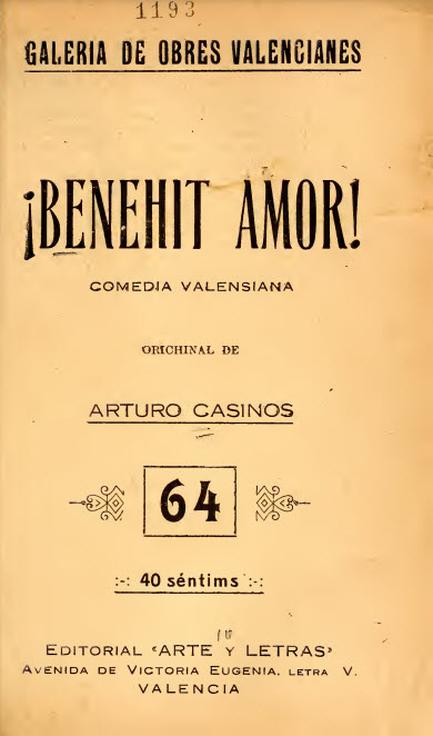 !Benehit amor! : comèdia en un acte y en prosa