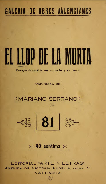 El llop de la murta : ensayo dramátic en un acte y en vers