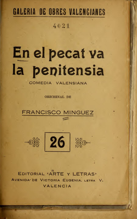 En el pecat va la penitensia : comedia dramática en un acte y en prosa