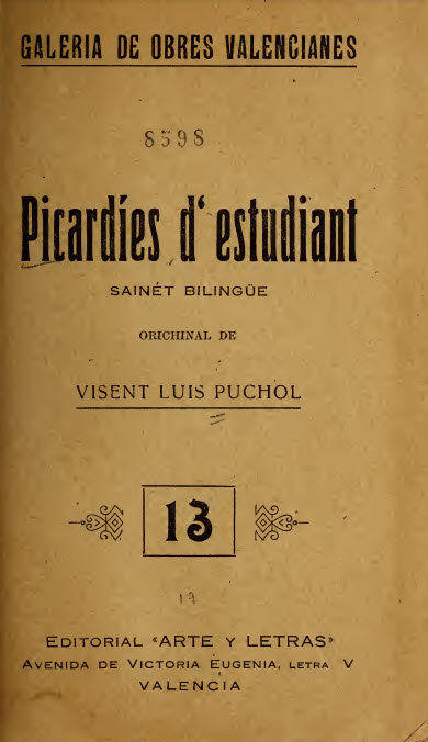 Picardíes d'estudiant : sainét bilingüe en un acte y en prosa