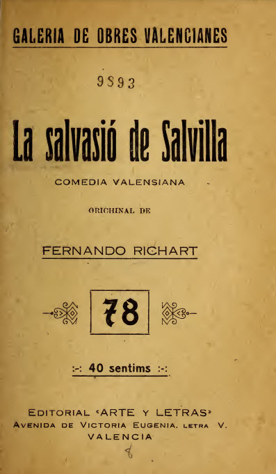 La salvasió de Salvilla : comèdia en un acte y en prosa