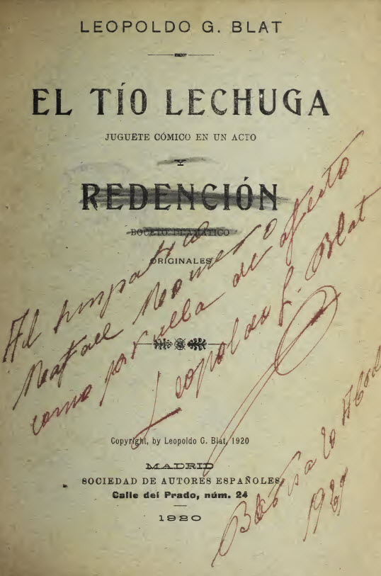 El tío Lechuga; juguete cómico en un acto