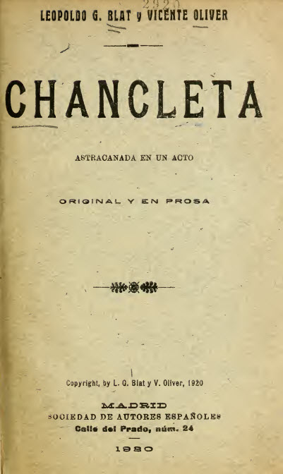 Chancleta : astracanada en un acto