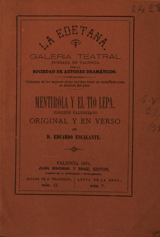 Mentirola y el tio Lepa: juguete valenciano