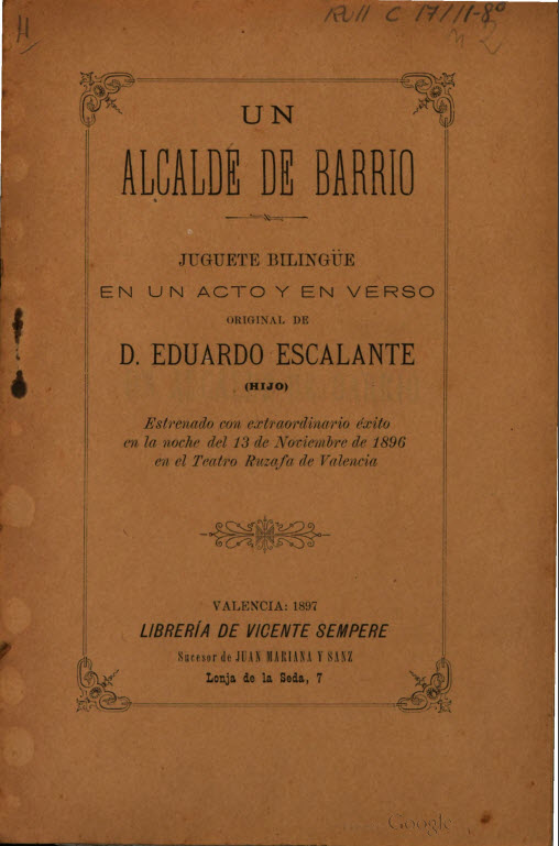 Un Alcalde de barrio: juguet bilingüe en un acto y en verso